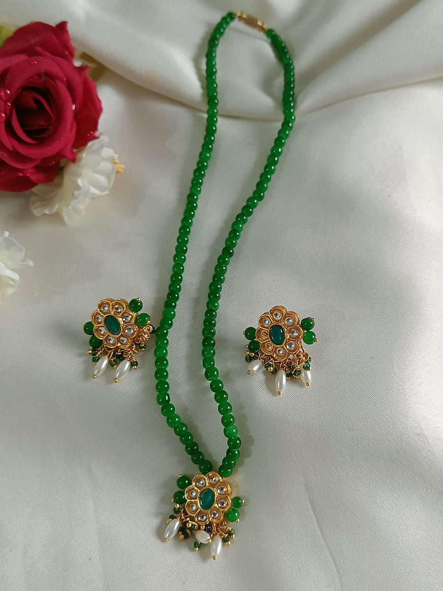 Green  Beads White Kunden Set