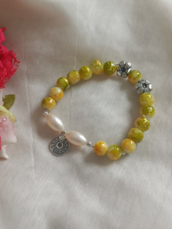 Yellow Marble Beads Bracelet