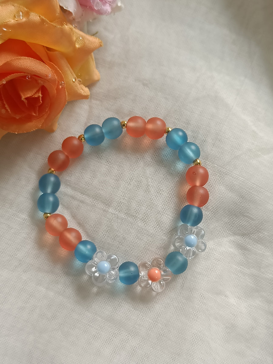 Blue ,Orange Beads Charm Bracelet
