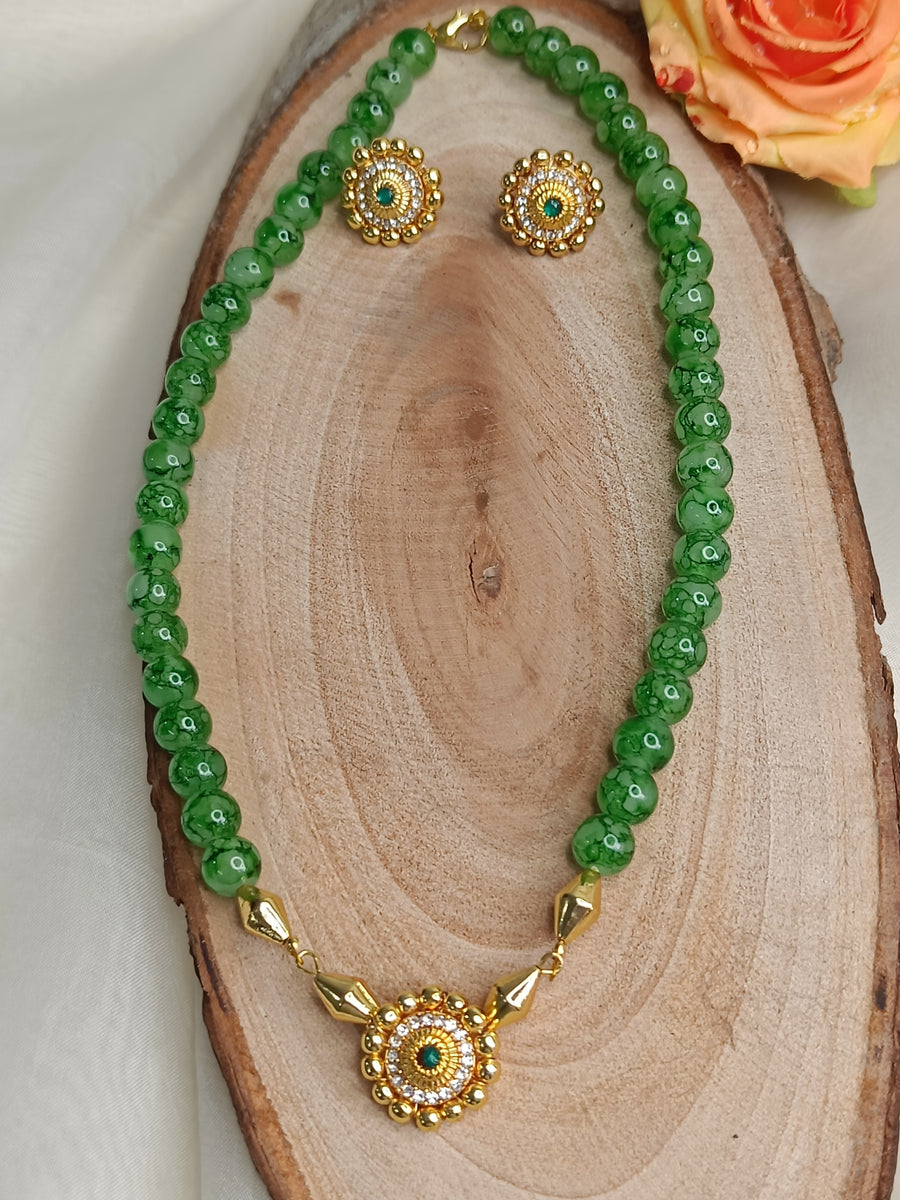 Green Beads Golden Kunden Set