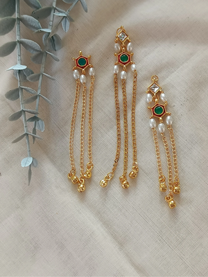 Green Kundan Hair Accessories