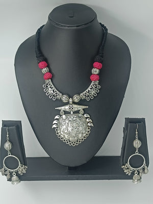 Fabric Neckpiece with Pendant