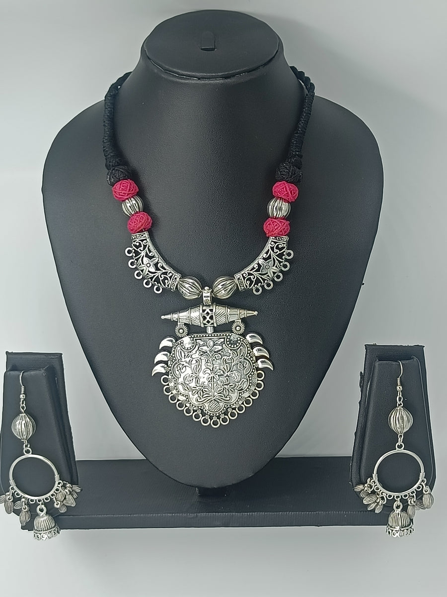 Fabric Neckpiece with Pendant