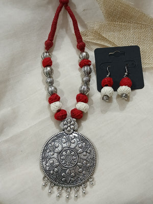 Fabric Neckpiece with Pendant