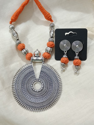 Fabric Neckpiece with Pendant