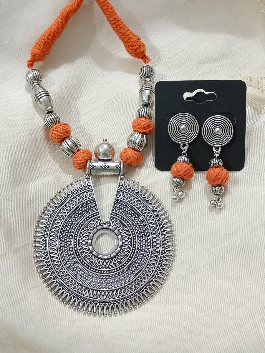 Fabric Neckpiece with Pendant