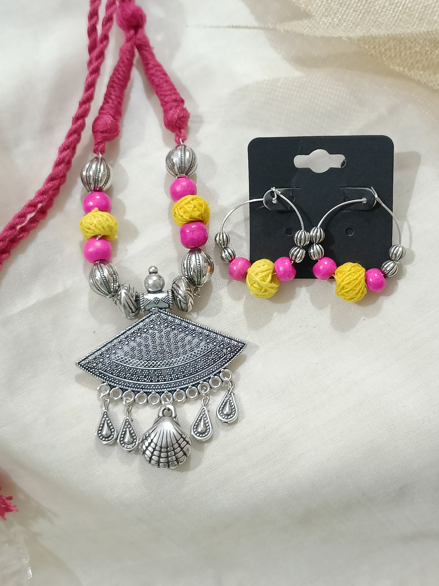 Fabric Necklace with Pendant