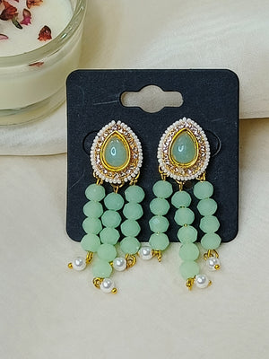 Earring With Pista Beads