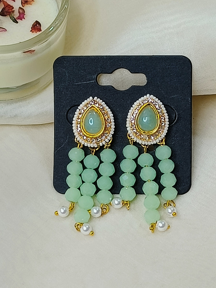 Earring With Pista Beads