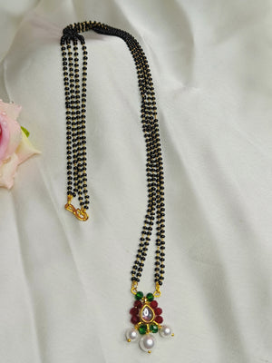 Short Mangalsutra Red Green Beads