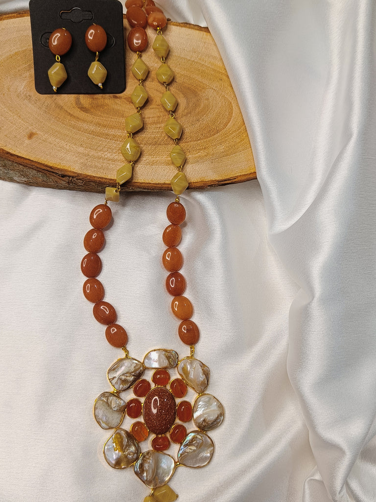 Beaded Brown stone Set