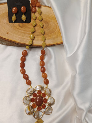Beaded Brown stone Set