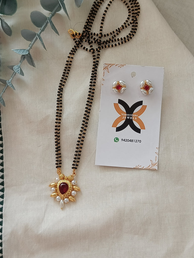 Traditional Black Beads Red Kunden Mangalsutra