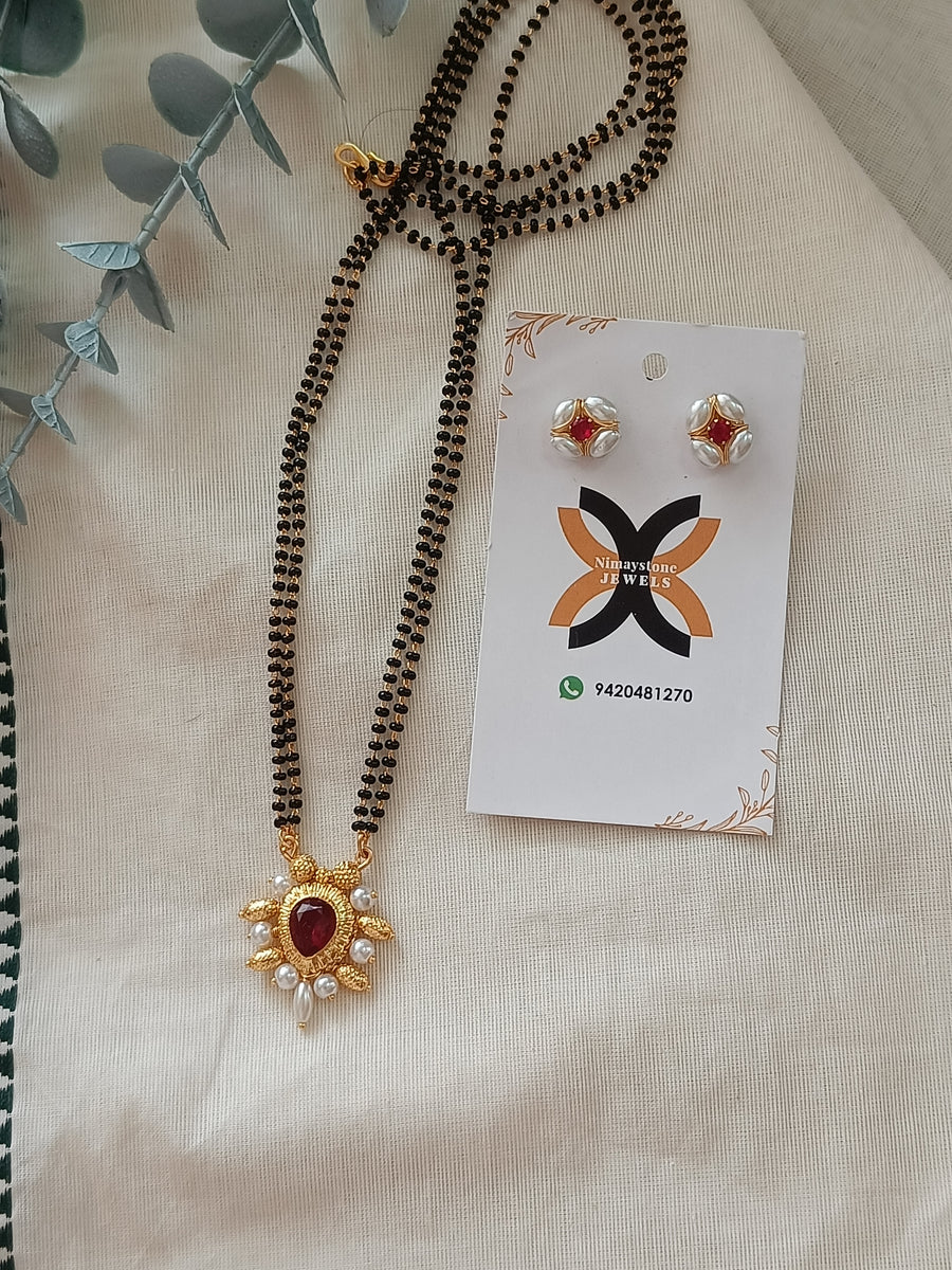 Traditional Black Beads Red Kunden Mangalsutra