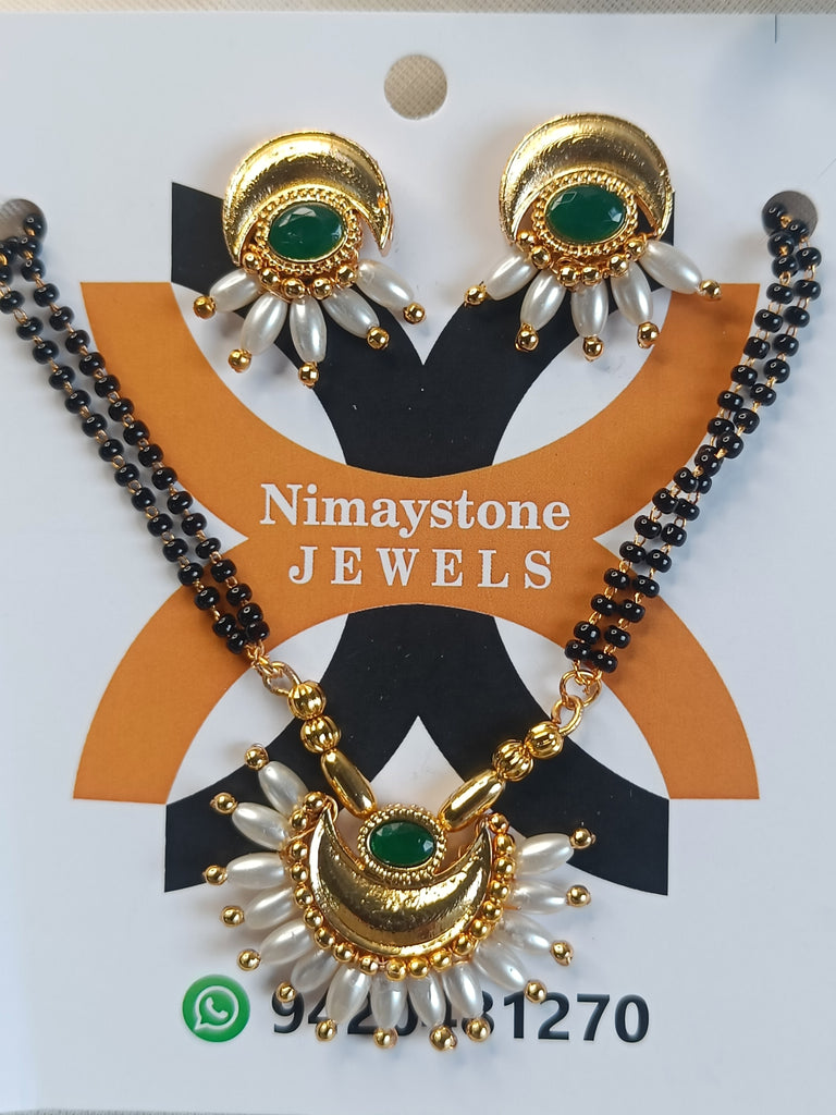 Elegant Pearl Green  Stone Mangalsutra