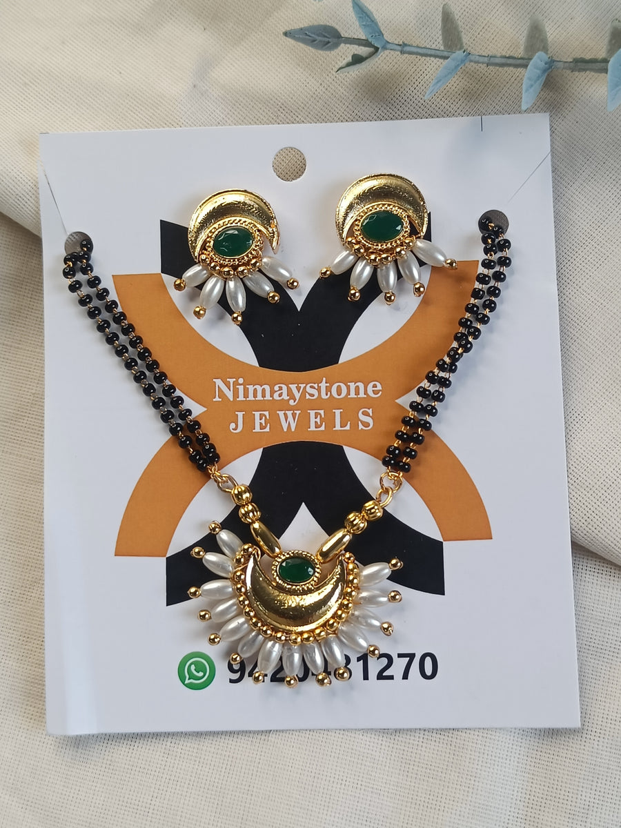 Elegant Pearl Green  Stone Mangalsutra