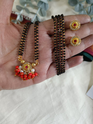 Coral Kundan Mangalsutra